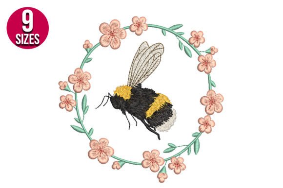 Bee Wreath Embroidery Design