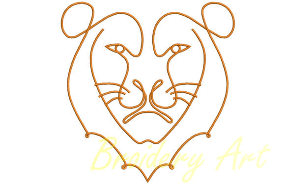 Lion Art Line Embroidery Design